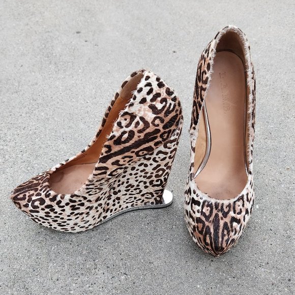 L.A.M.B Y2K Dorothee Leopard Platform Wedges - Picture 5 of 9